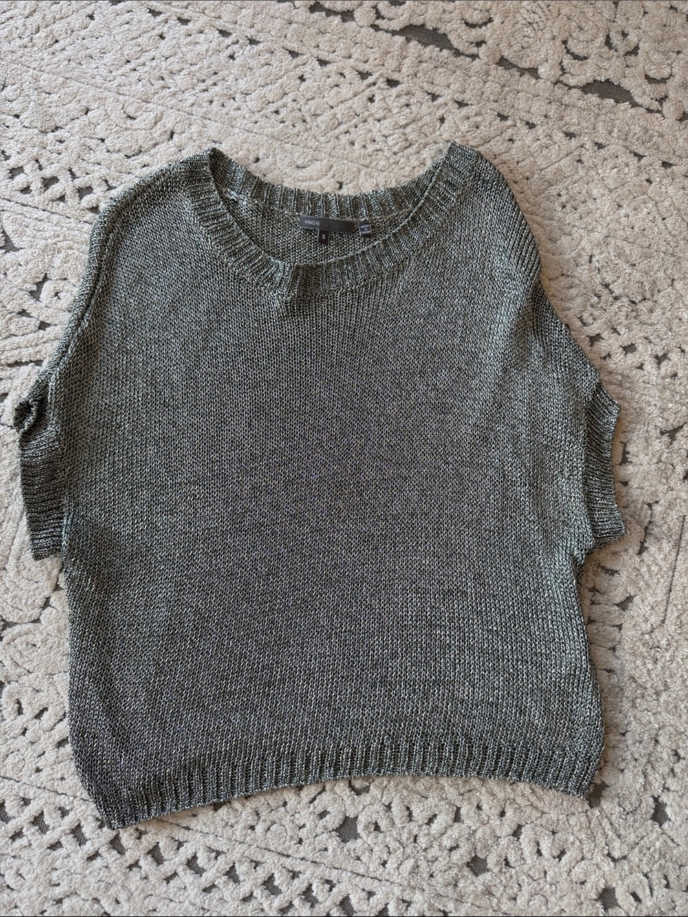 Vince Olive Green Short Sleeve Crewneck Sweater